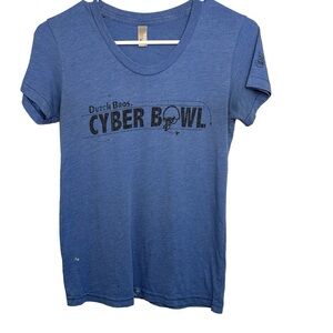 Dutch Bros Vintage “Cyber Bowl” Soft Blue T RARE Peace www.dutchbros.com SMALL